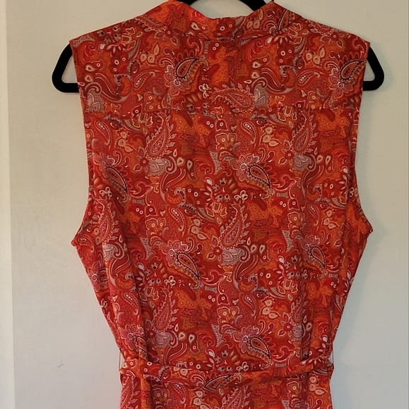 Red Paisley Button Down Shirt Dress - Picture 5 of 6